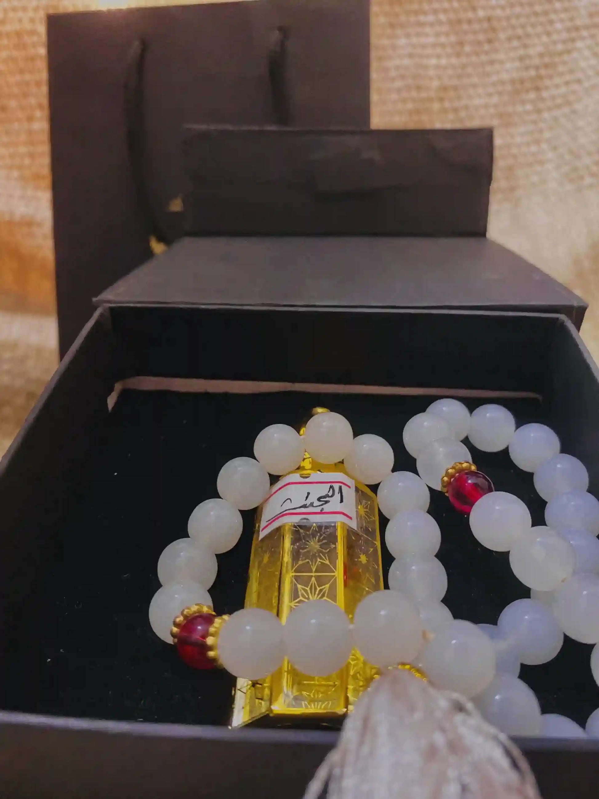 Al Jannah attar and  Tasbeeh with black box 